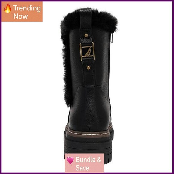 Faux Fur Lined Ankle Boots, Microsuede, Slip Resistant, Platform Heel - Picture 6 of 6